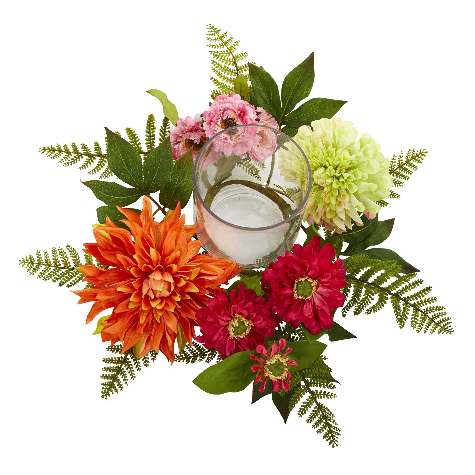 6" Mixed Floral & Dahlia Candelabrum